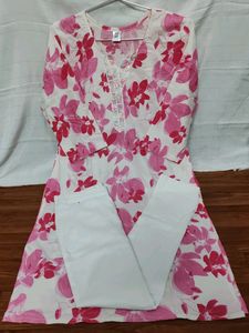 Floral White Kurta Set