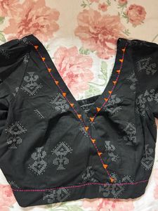 Black Patterned Blouse - Size M