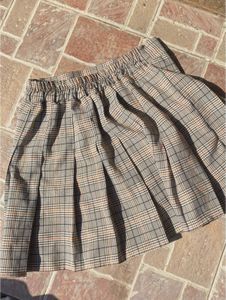 Pleated Plaid Mini Skirt
