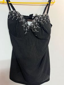 Embroidered Corset Strappy Top