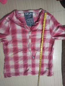 Pink Checks Cotton  Shirt