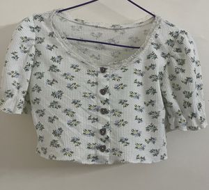 Floral Button-Down Crop Top