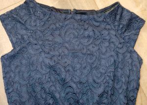 Navy Blue Fit and Flare Lace Dress