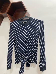 Striped Tie-Front Top