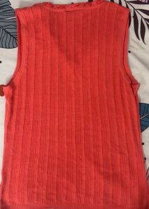 Retro Orange Bow Knit Vest