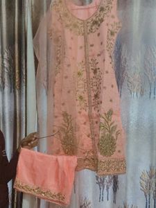 4 colour Peach Embroidered Kurta Set