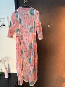 W | Floor Length Floral Pink Kurta