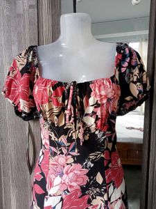 Floral Puff Sleeve Midi Dress