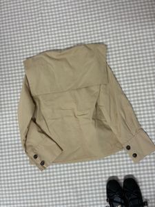 Beige Jacket with Wide Collar