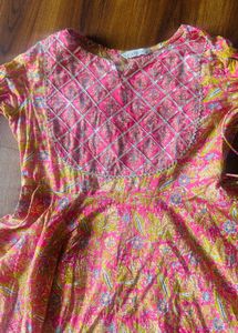 Pink Floral Kurta Set M size