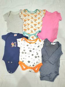Pack Of 6 Onesies For 0-3 Months Baby (UNISEX)