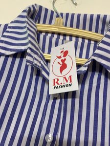Price Drop  ‼️Blue Striped Shirt For Ladies