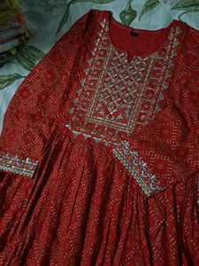 Bright Red Rayon Nyra Cut Suit