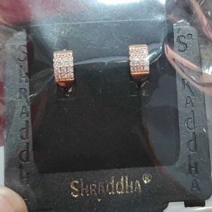 Rose Gold Plated Earrings With AD Stone
