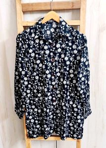 Fine Cotton Black Printed Shirt Size-36