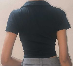 Women Polo Crop Tee