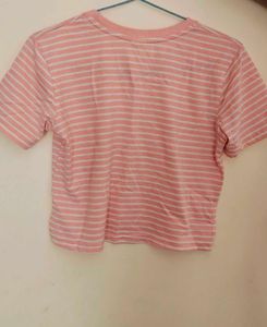 Pink Striped Heart Tee