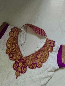 Elegant White &amp; Gold Anarkali Kurta