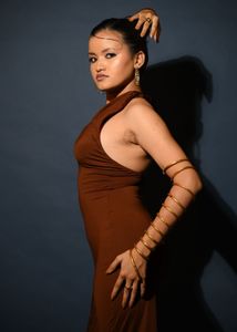 Brown One Shoulder Cut Out Dress