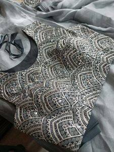 Grey Embellished Saree with Blouse