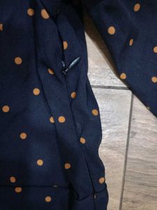 &#34;The Gud Look&#34;Navy Blue Polka Dot Fit&amp;Flare Dress
