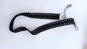 Black Choker And Half Heart Chain