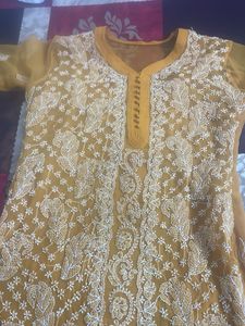 Yellow Chikankari Kurti