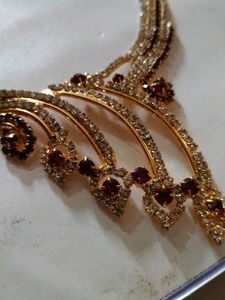 Elegant Gold-Plated Necklace &amp; Earring Stone Set