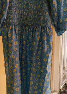 Balloon Sleeves Flower Dress