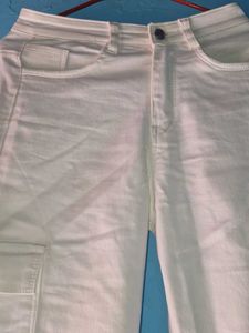 White Cargo Style Pants