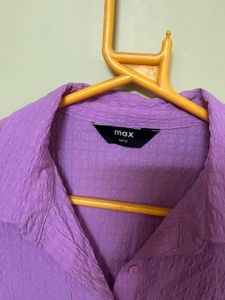 Max Purple Textured Button-Down Top