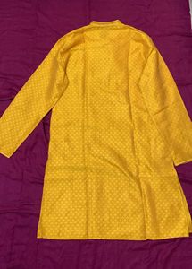 House Of Pataudi Men Mustard Woven Design Kurta