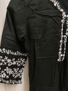 Embroidered Black Short Kurti