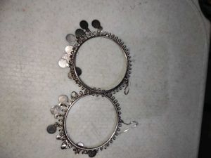 Silver Tone Dangle Hoop Earrings