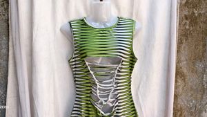 1781. Green Striped Cutout Dress