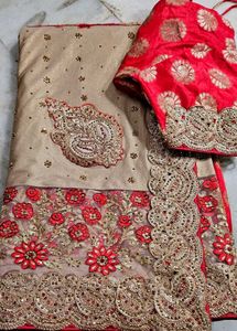 Beautiful Work Saree 💖 With Blouse 💝