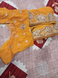 Elegant Yellow Embroidered Saree