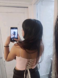 Pink Bow Crochet Top With Lace At The Back