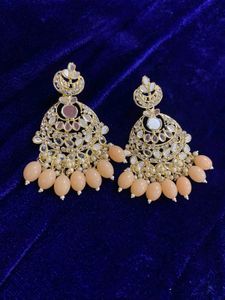 Mirror Work Earrings (Peach)