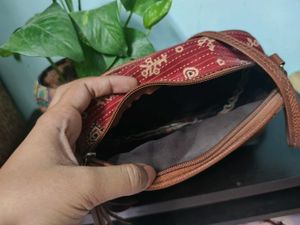 Red &amp; White Patterned Crossbody Bag