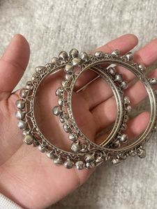 Silver Tone Bangle &amp; Jhumka Set