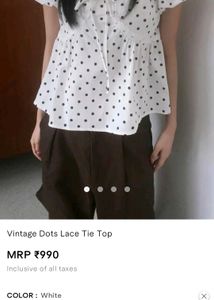 Polka Dot Lace Trimmed Top