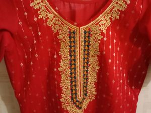 Red &amp; Gold Embellished Kurti