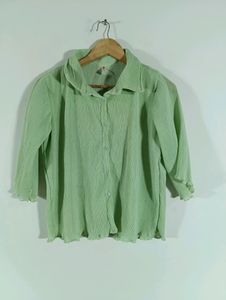 Fluorescent Green Plain Casual Top (Women)
