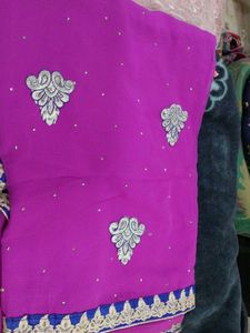 Purple Embellished Saree