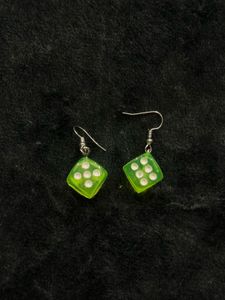 Neon Green Dice Earrings