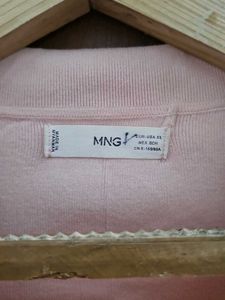 MANGO Peach Knit Polo Top