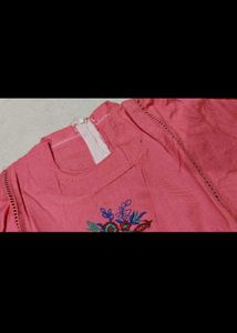 Pink Embroidered Tunic Top