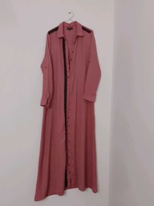 Elegant Pink Maxi Shirt Dress
