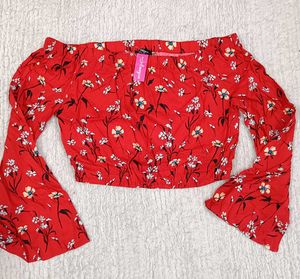 Red Floral Off-Shoulder Top